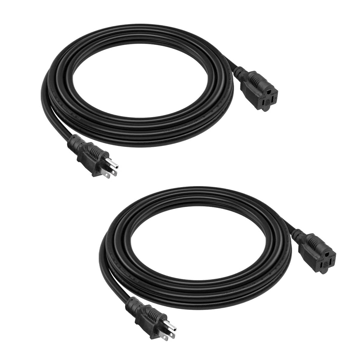 Two-pack 8-foot SJTW extension cords with NEMA 5-15P to NEMA 5-15R