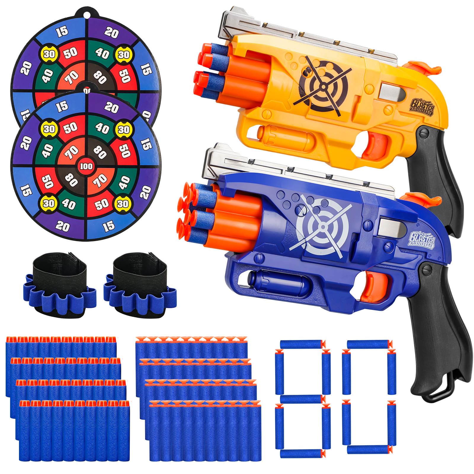 Two-pack blaster guns with foam bullets set