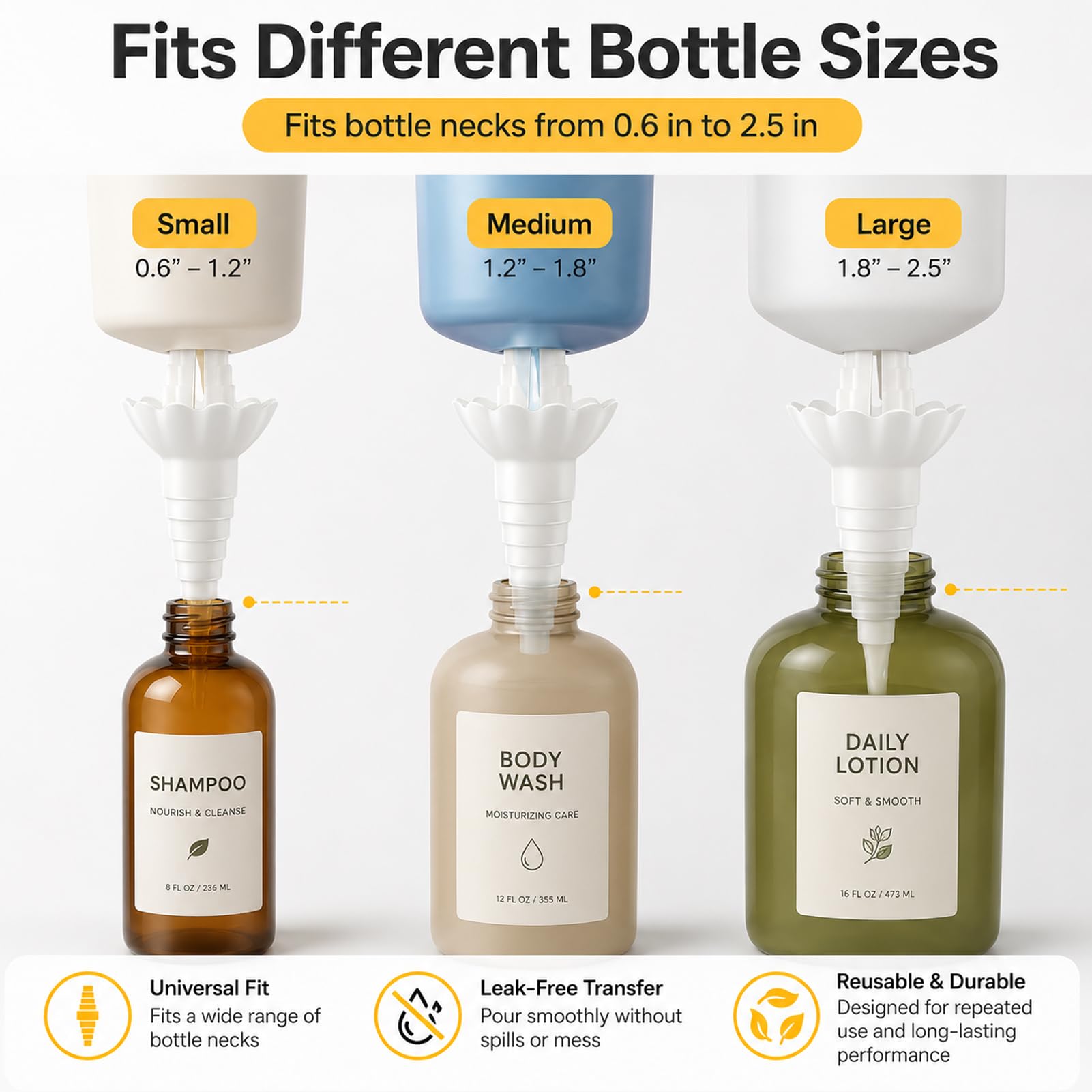 No tools required bottle to bottle transfer connectors