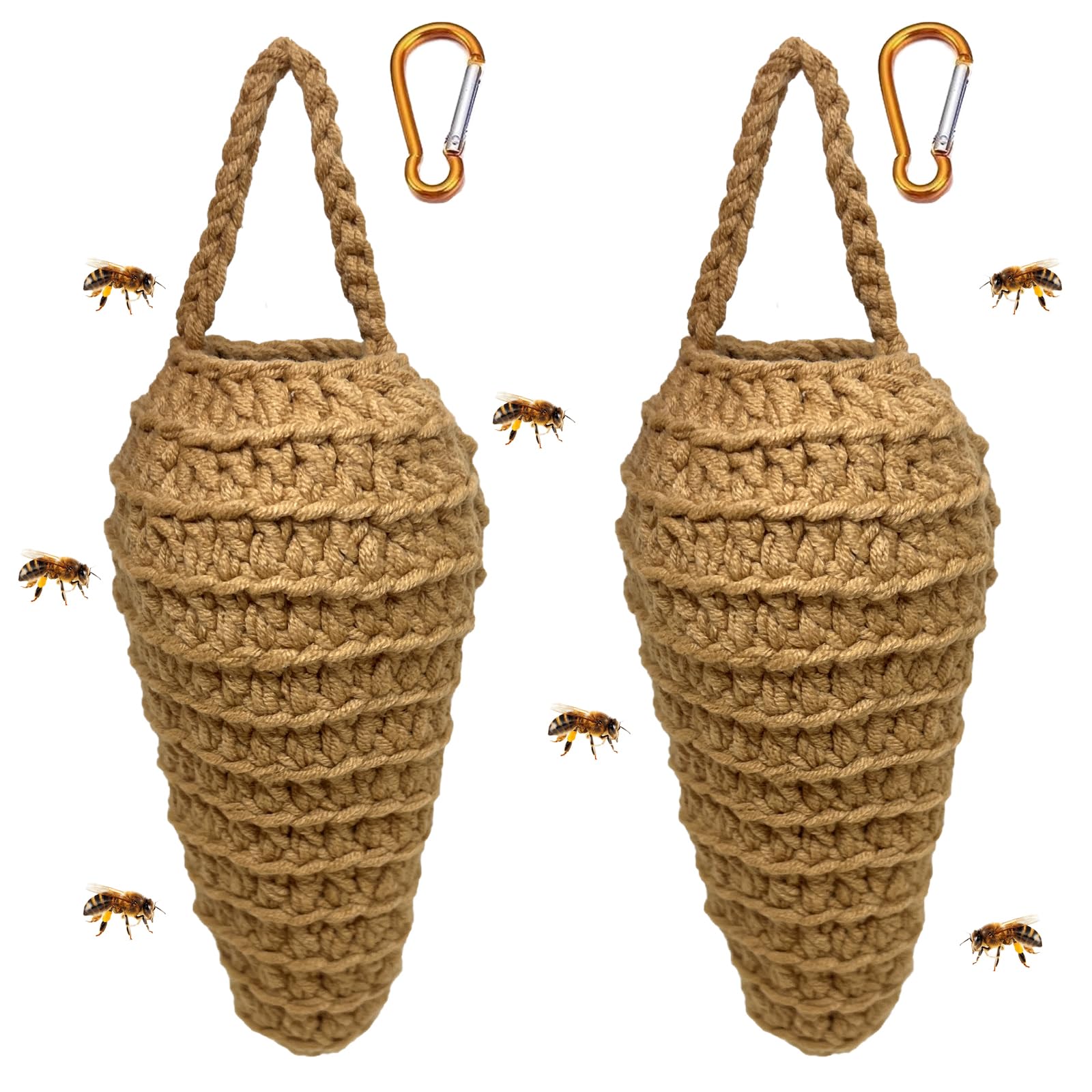 Two pack crochet wasp nest decoys for patio