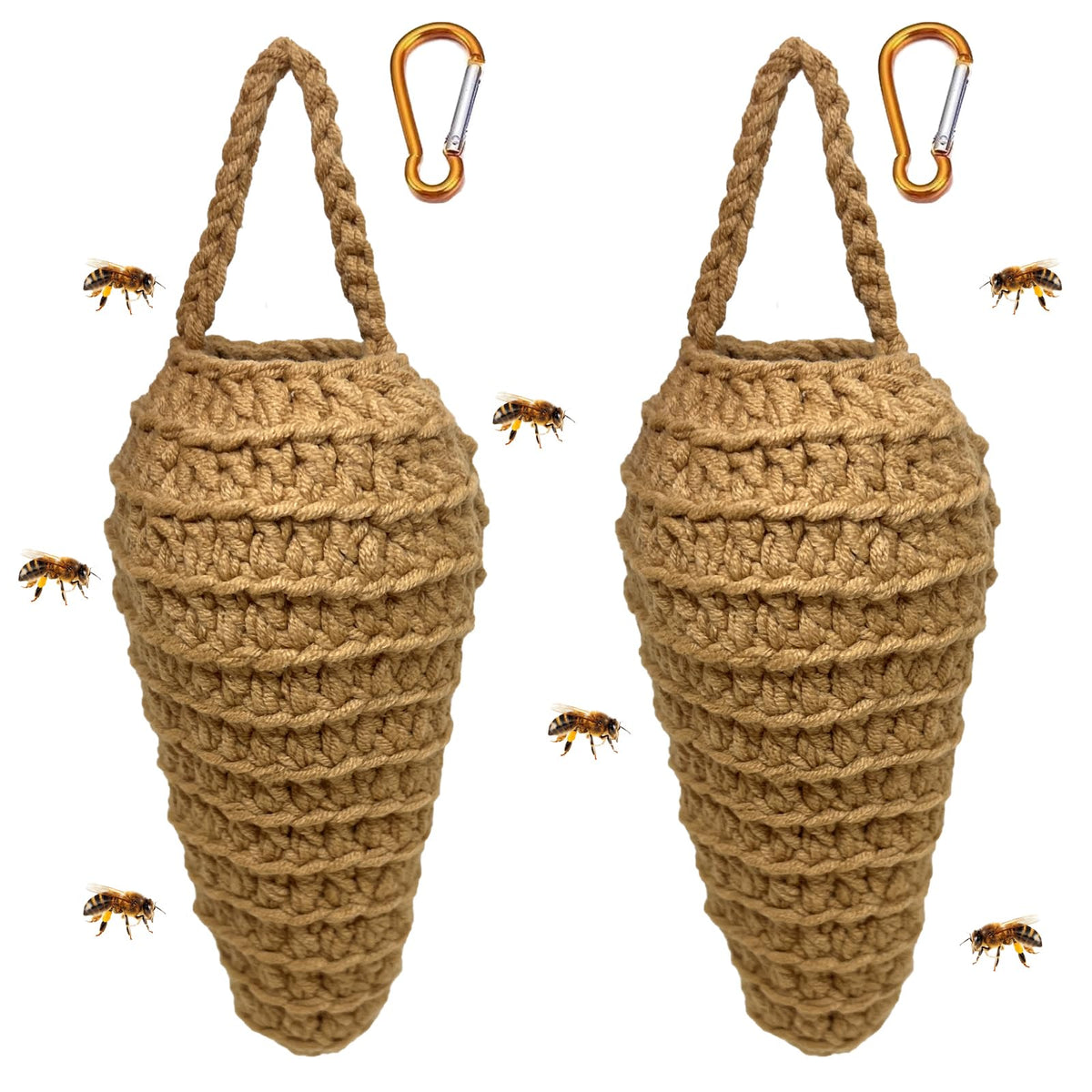 Two pack crochet wasp nest decoys for patio