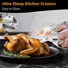 2 Pack durable cooking shears aluminum handle close up