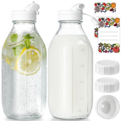 2 pack glass milk bottle with dispenser caps