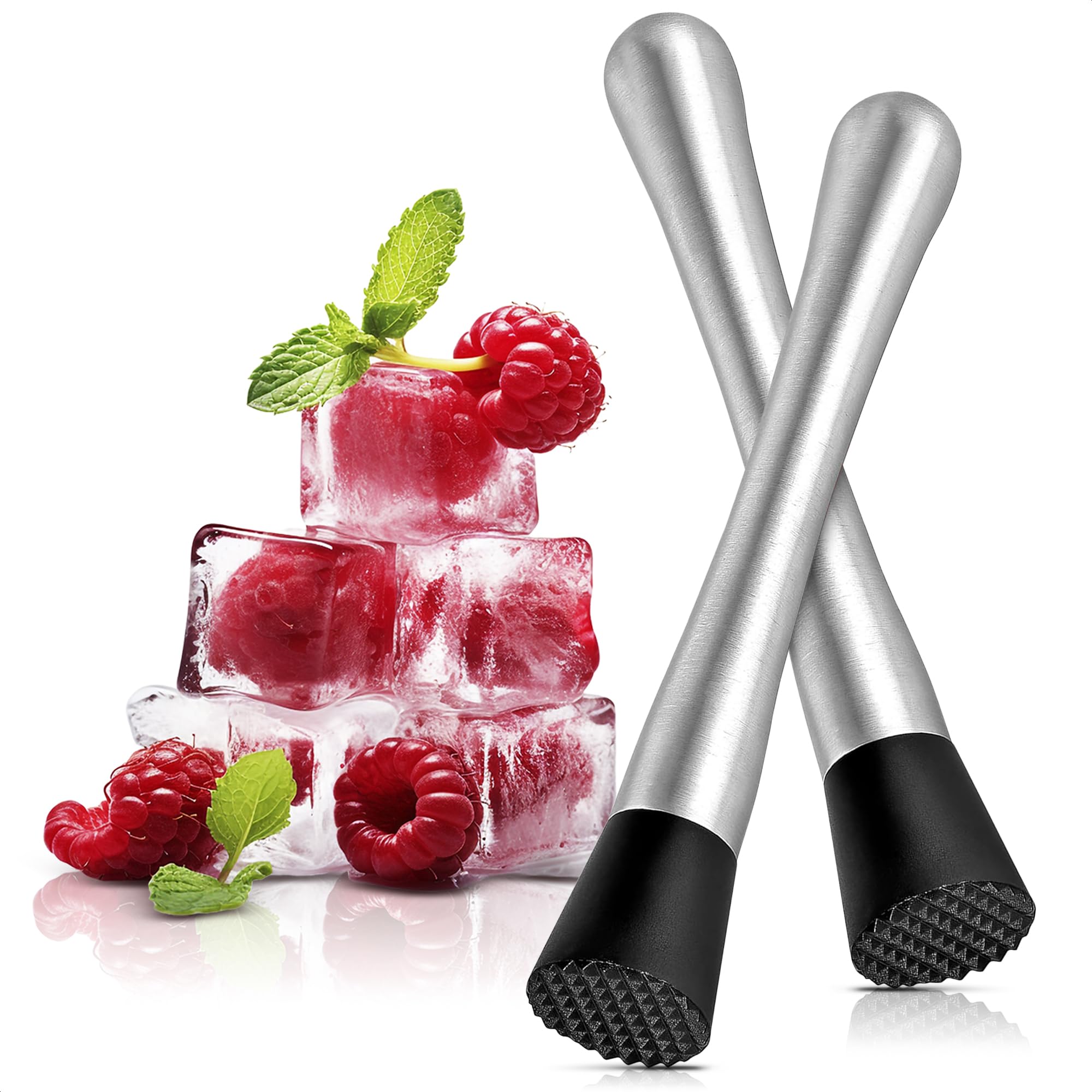 2 Pcs Bar Muddler for Cocktails 8inch stainless steel