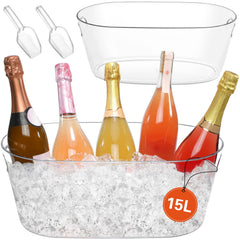 Ice Buckets for Parties two-piece set with scoops in clear acrylic