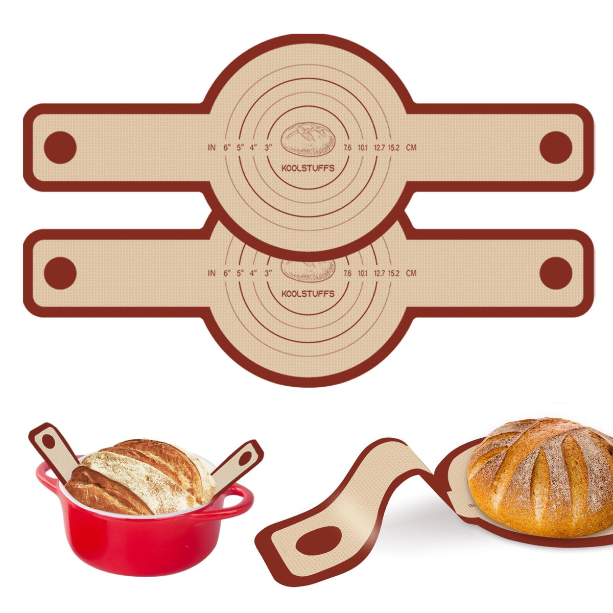 Product photo showing 2 PCS Silicone Bread Sling for Dutch Oven Red