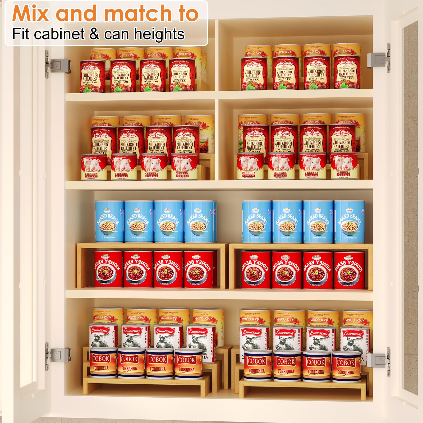 3 tier can display rack for cabinet storage