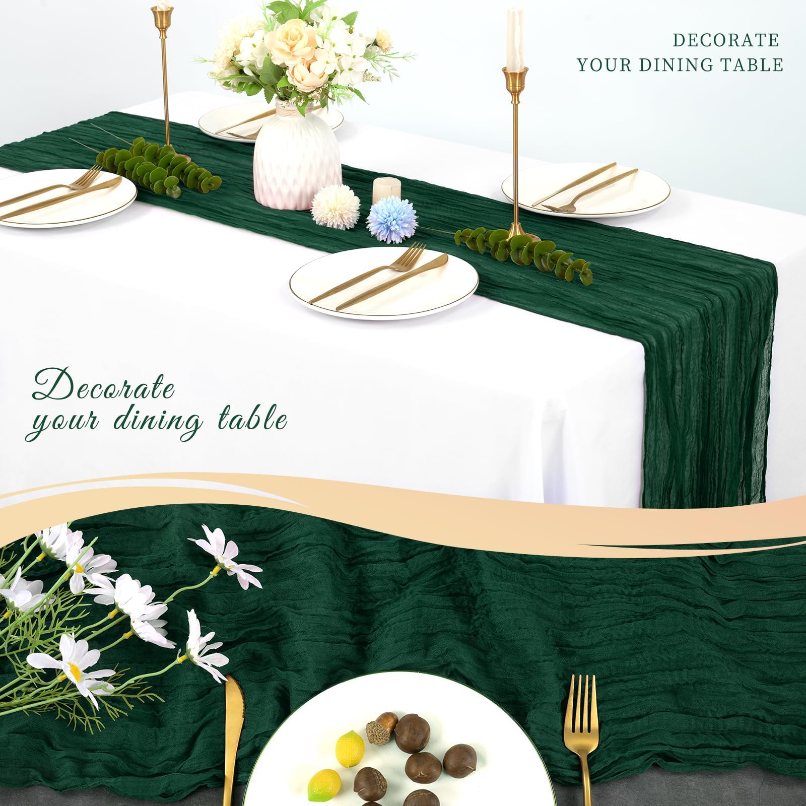 Emerald green table runner for events and parties 20 pack