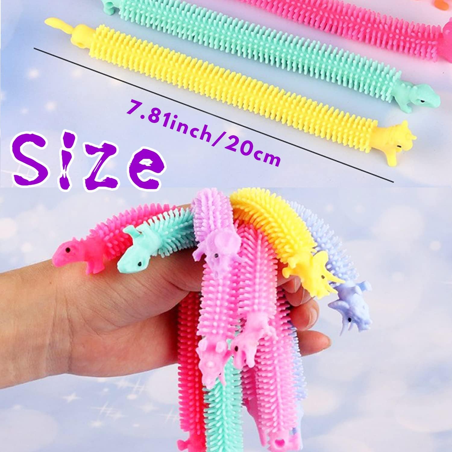 Stretchy string fidget toys in 6 bright colors