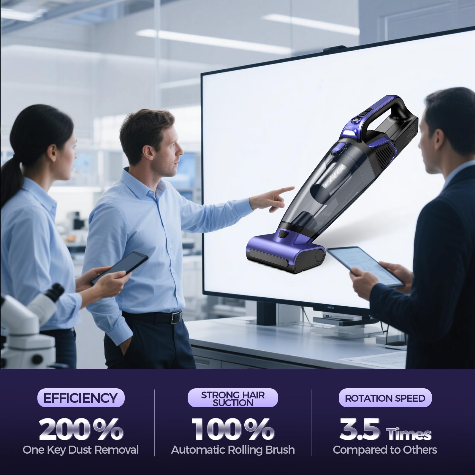 720ml dust cup capacity shown on VC038S Pet Vac