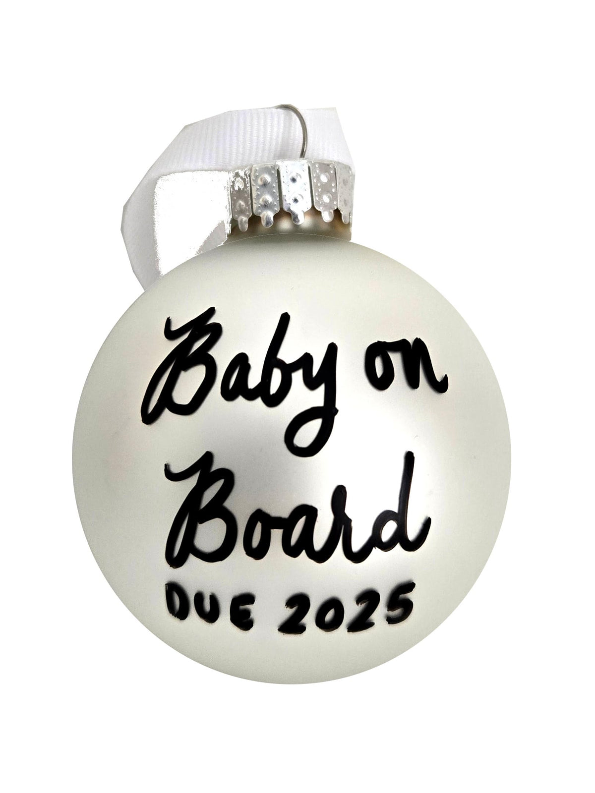 2025 pregnancy announcement Christmas ornament hand lettered 2.6 inch diameter