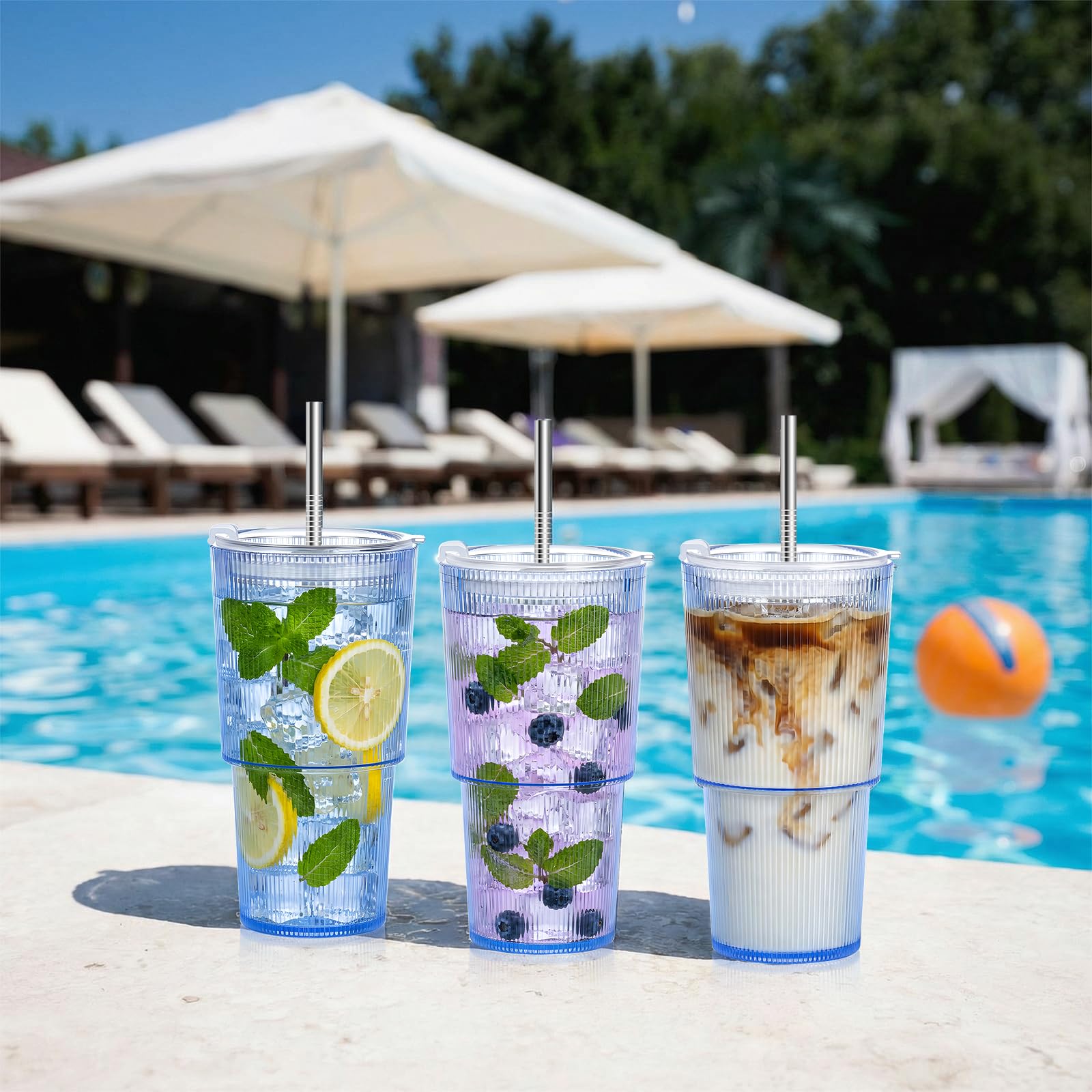 20 oz tumbler with curved straw and cleaning brush included