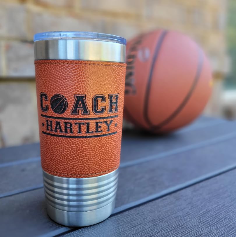 20oz insulated stainless steel tumbler with basketball texture