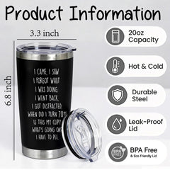 20oz stainless steel tumbler for hot or cold drinks