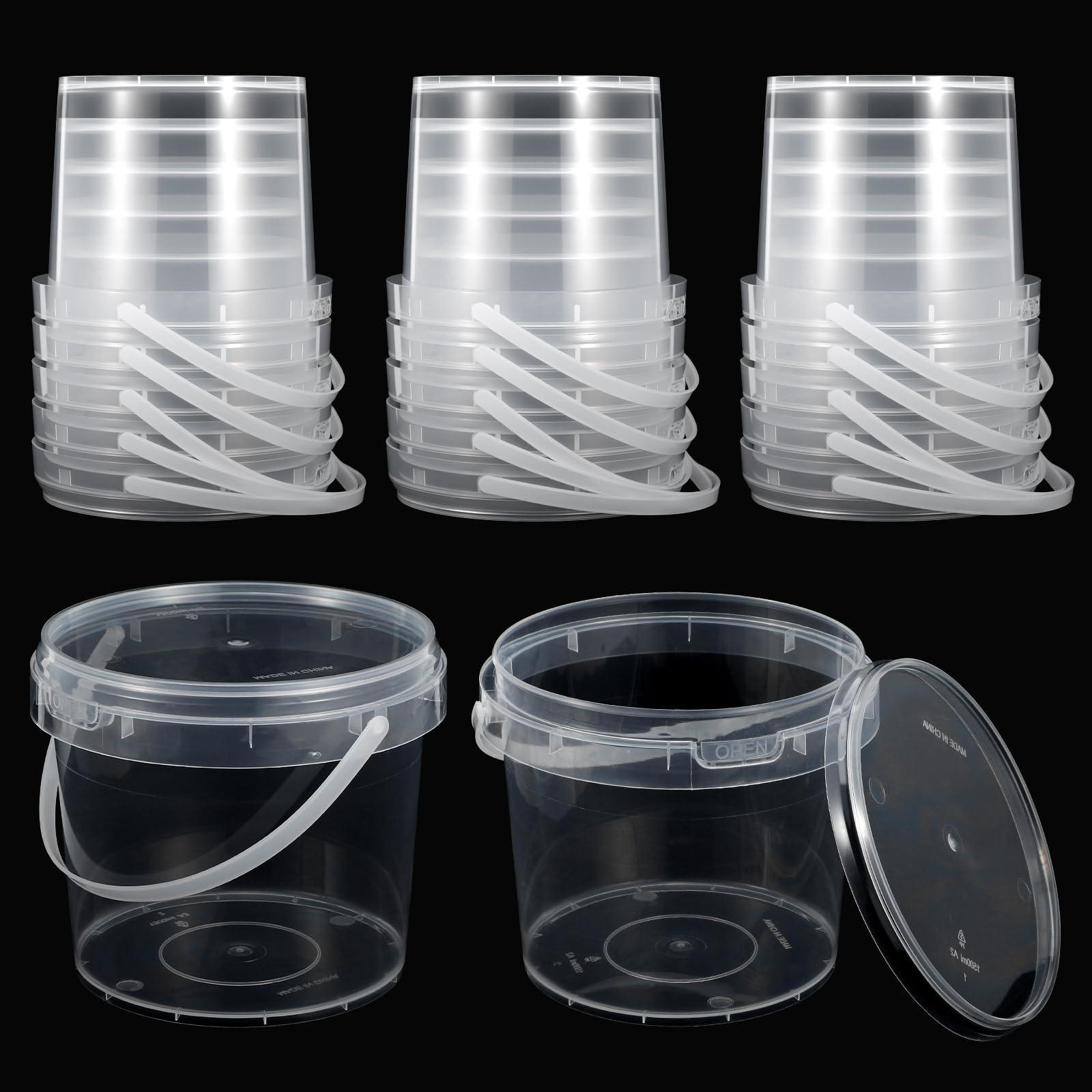 20 piece clear bucket set with lids