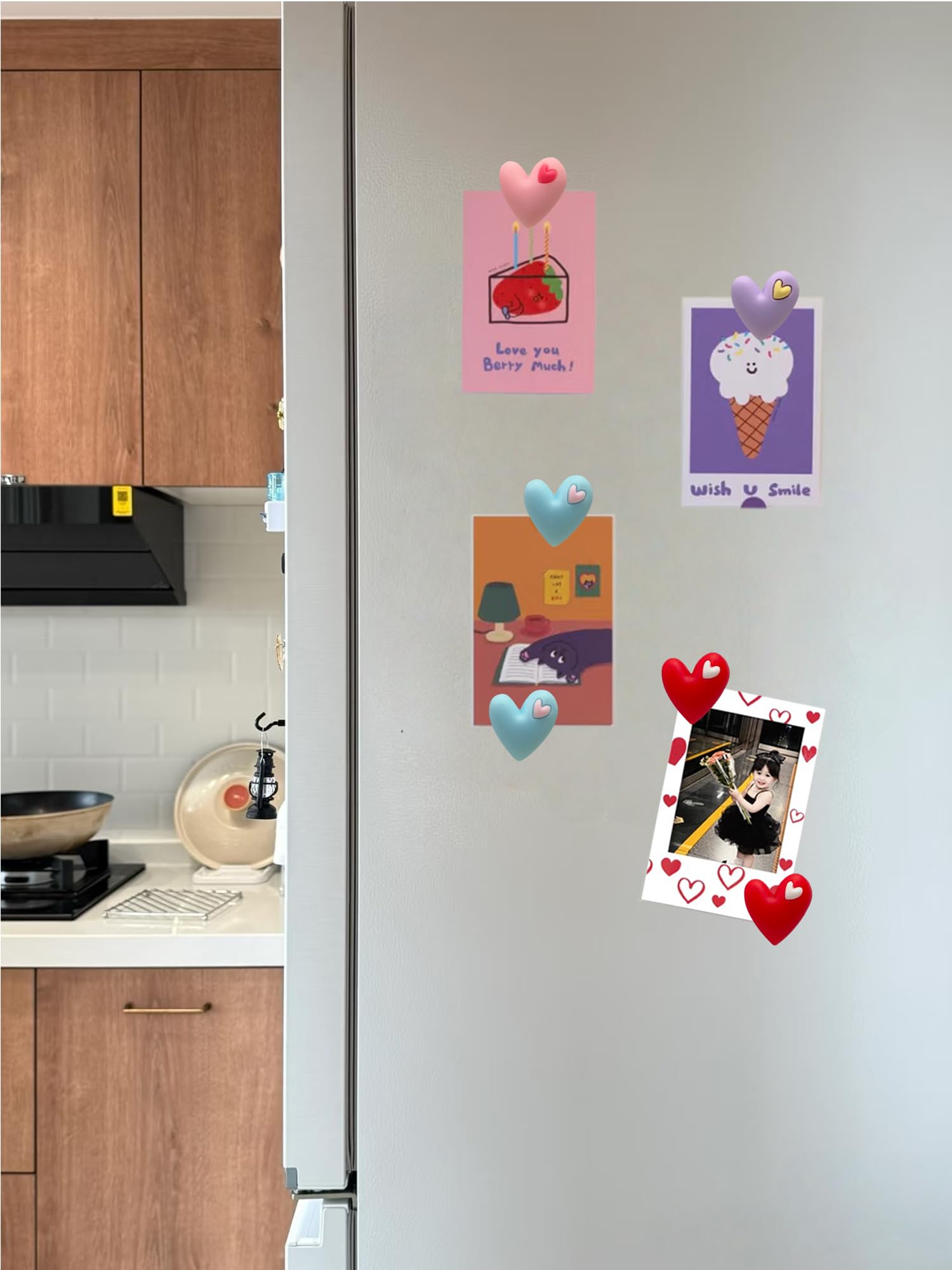 Pack of 20 colorful heart magnets for fridge and office use