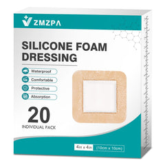 20pcs silicone foam dressing 4x4 gentle border box packaging