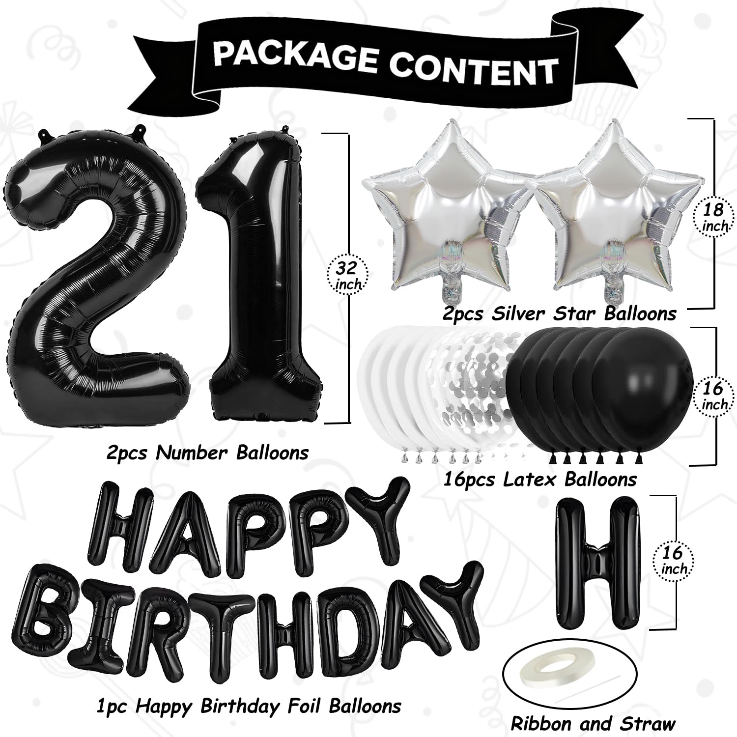 Indoor and outdoor party decor in black and silver theme