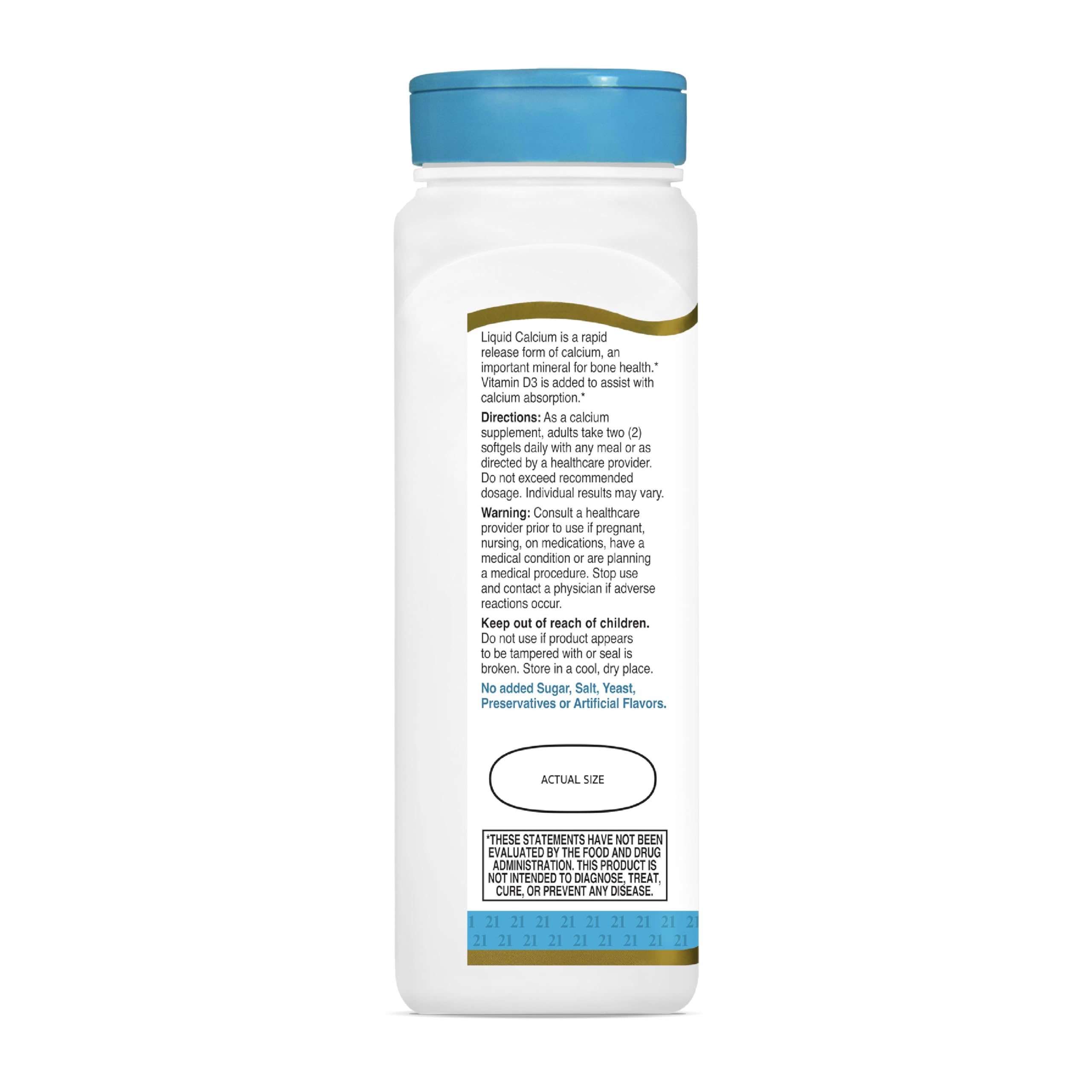 90 count bottle of 21st-century calcium d3 softgels