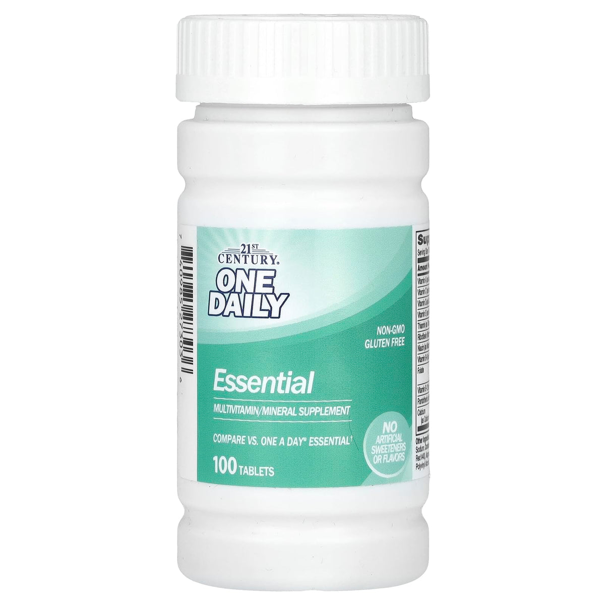Bottle label for 21st Century One Daily Essential Multivitamin Multimineral 100 tablets