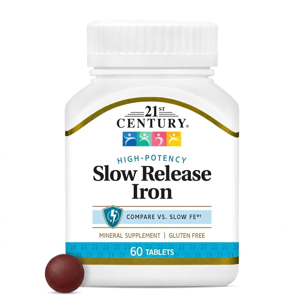 Label on 21st Century Slow Release Iron 45mg Tablets bottle
