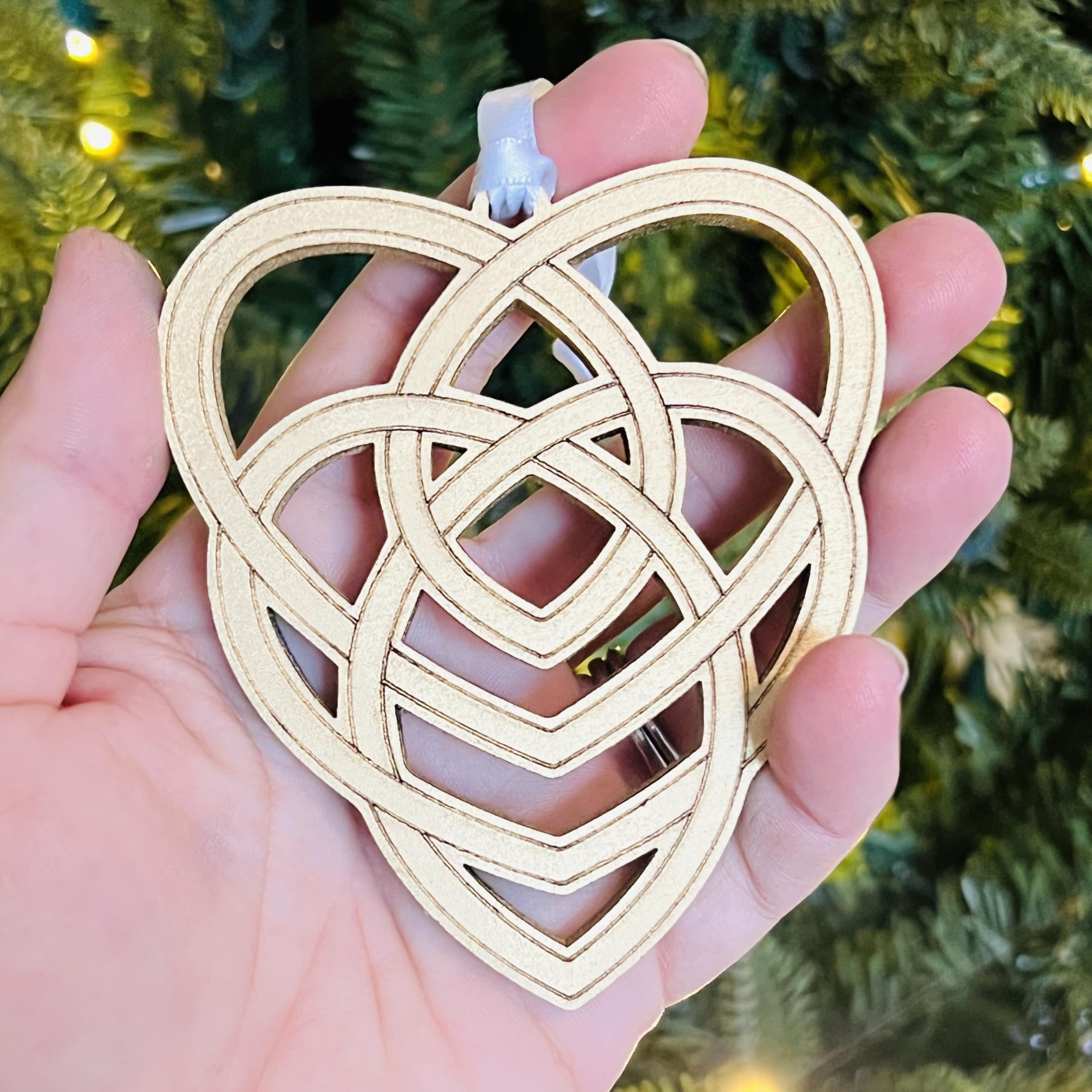Interwoven hearts Celtic knot ornament ready for gifting