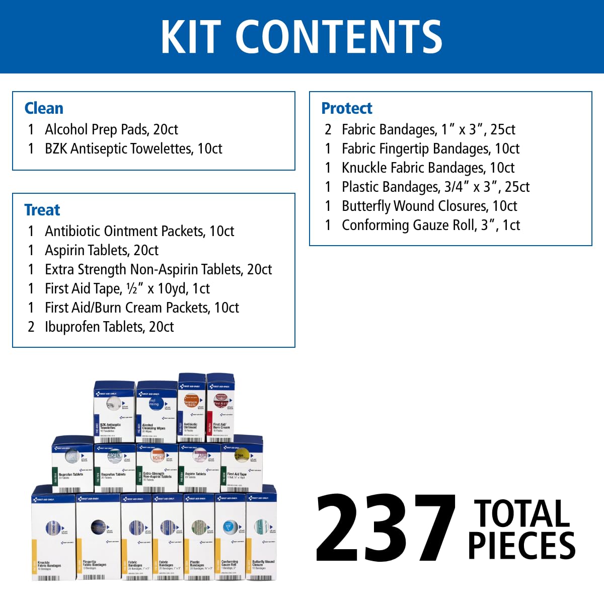 237-piece First Aid refill kit contents overview