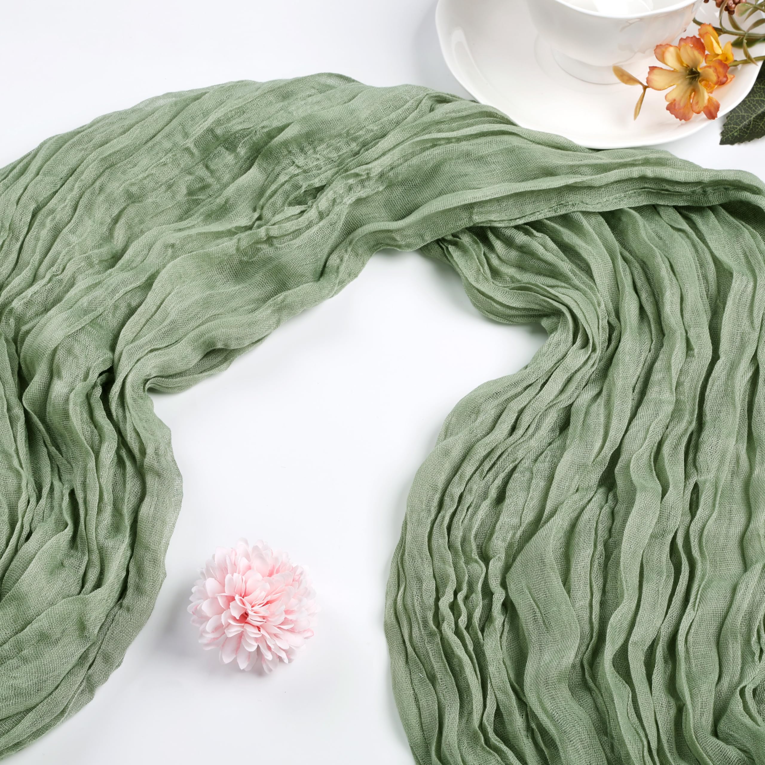 care instructions for Dexbriz sage green table runner