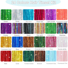 8800 strands of hair tinsel in various colors