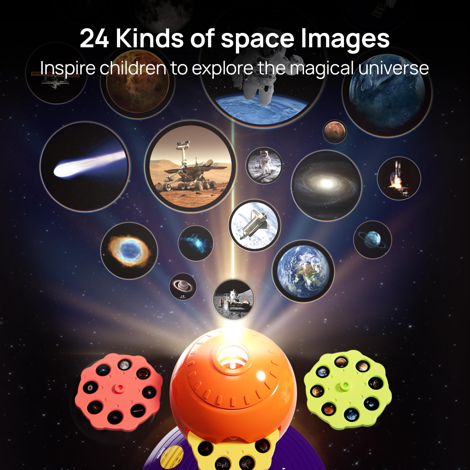 24 HD space exploration slides disks included in the kit