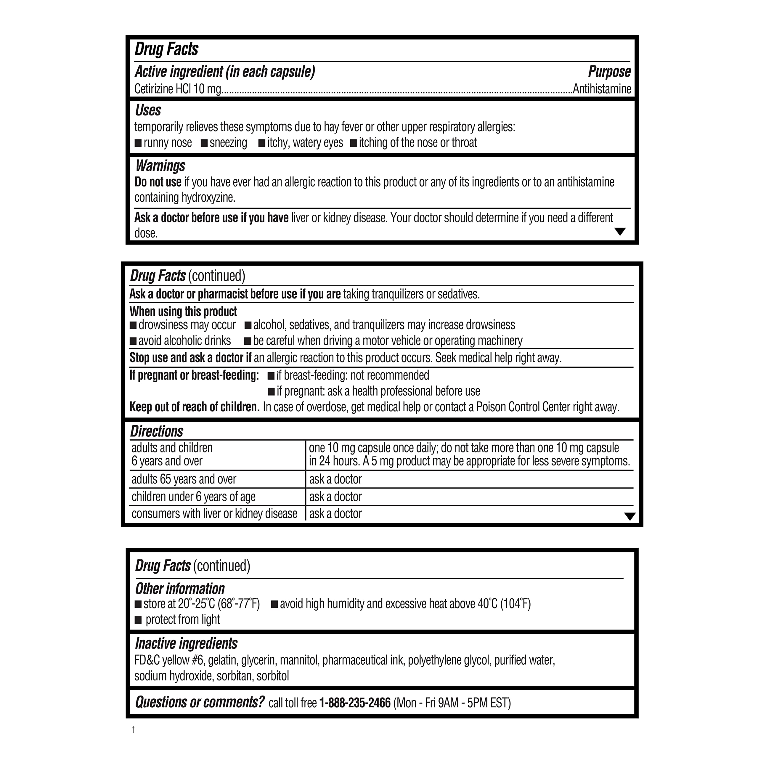 Compare to Zyrtec cetirizine 10mg