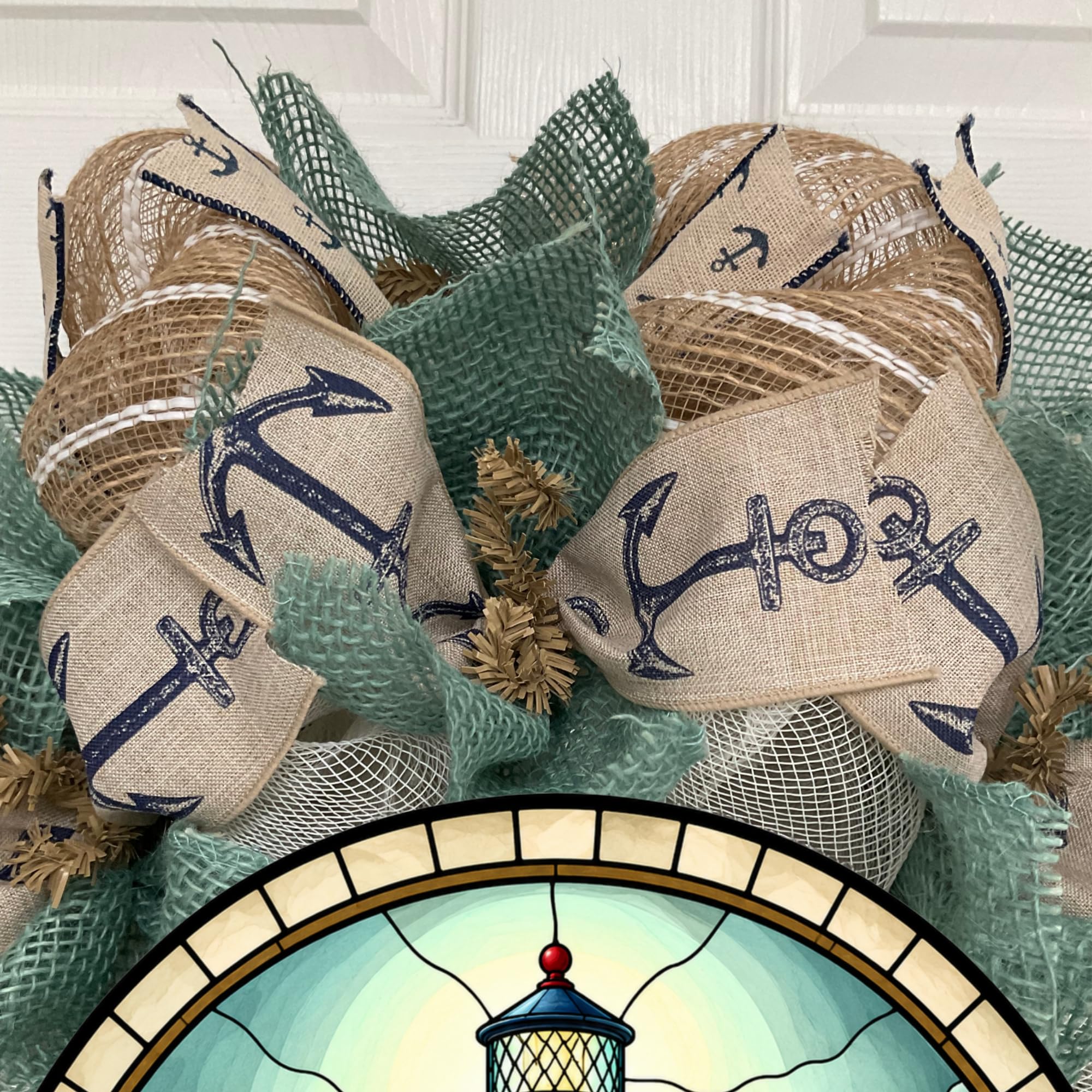 24 inch diameter wreath with turquoise ribbons