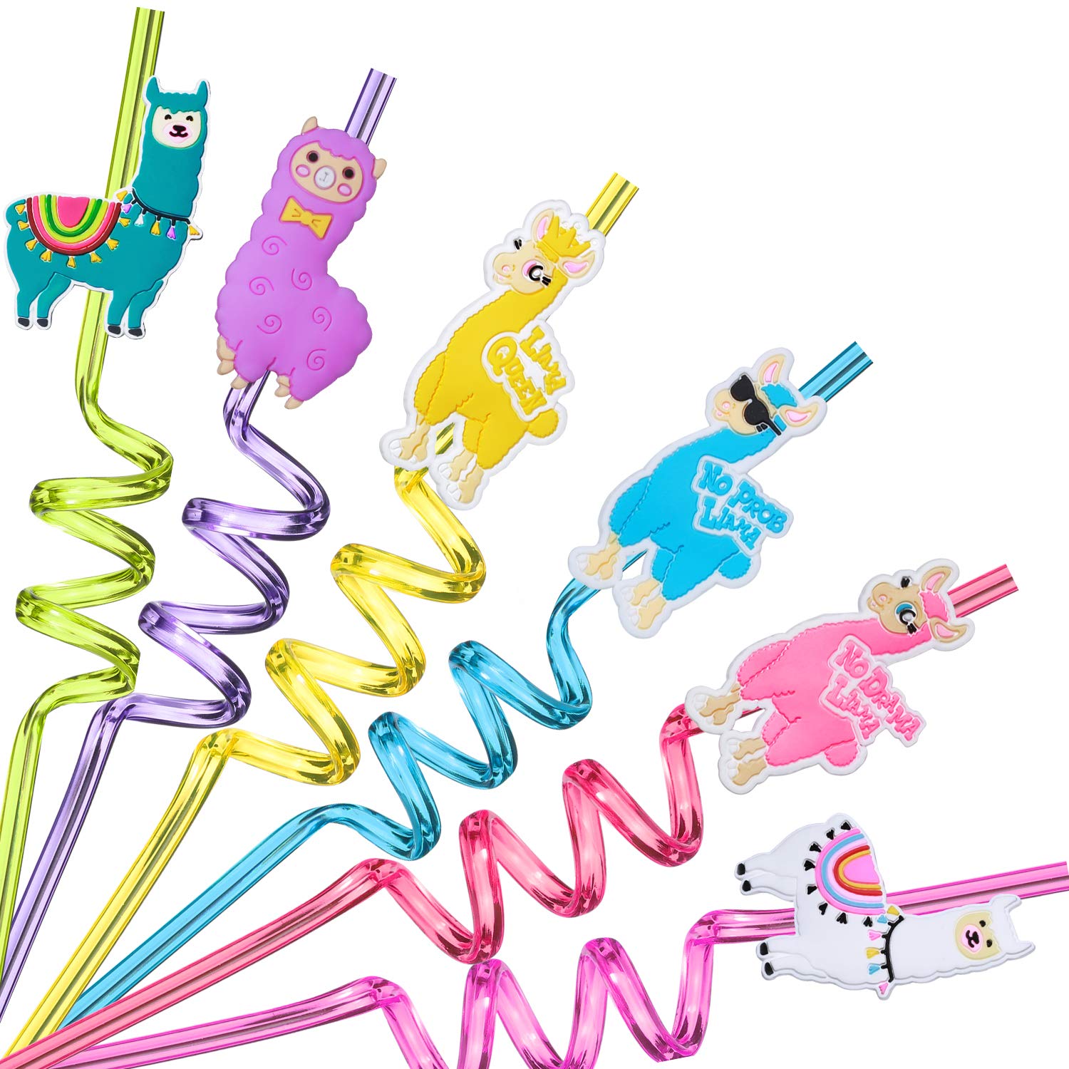 24 llama character straws set for party favors