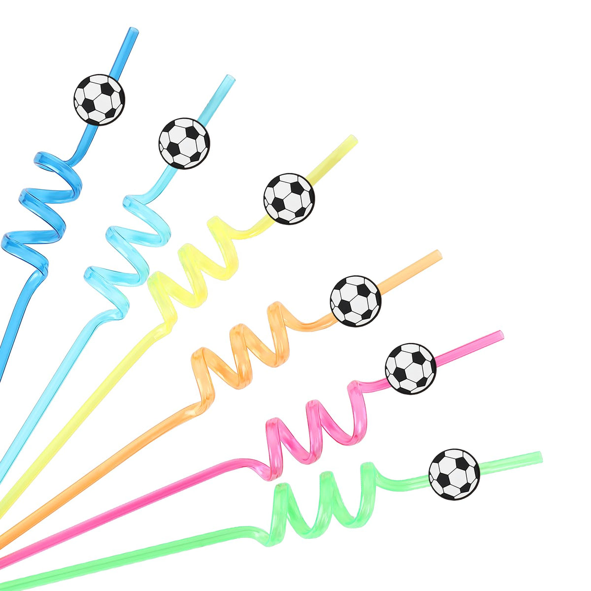 24 piece soccer party straws colorful set