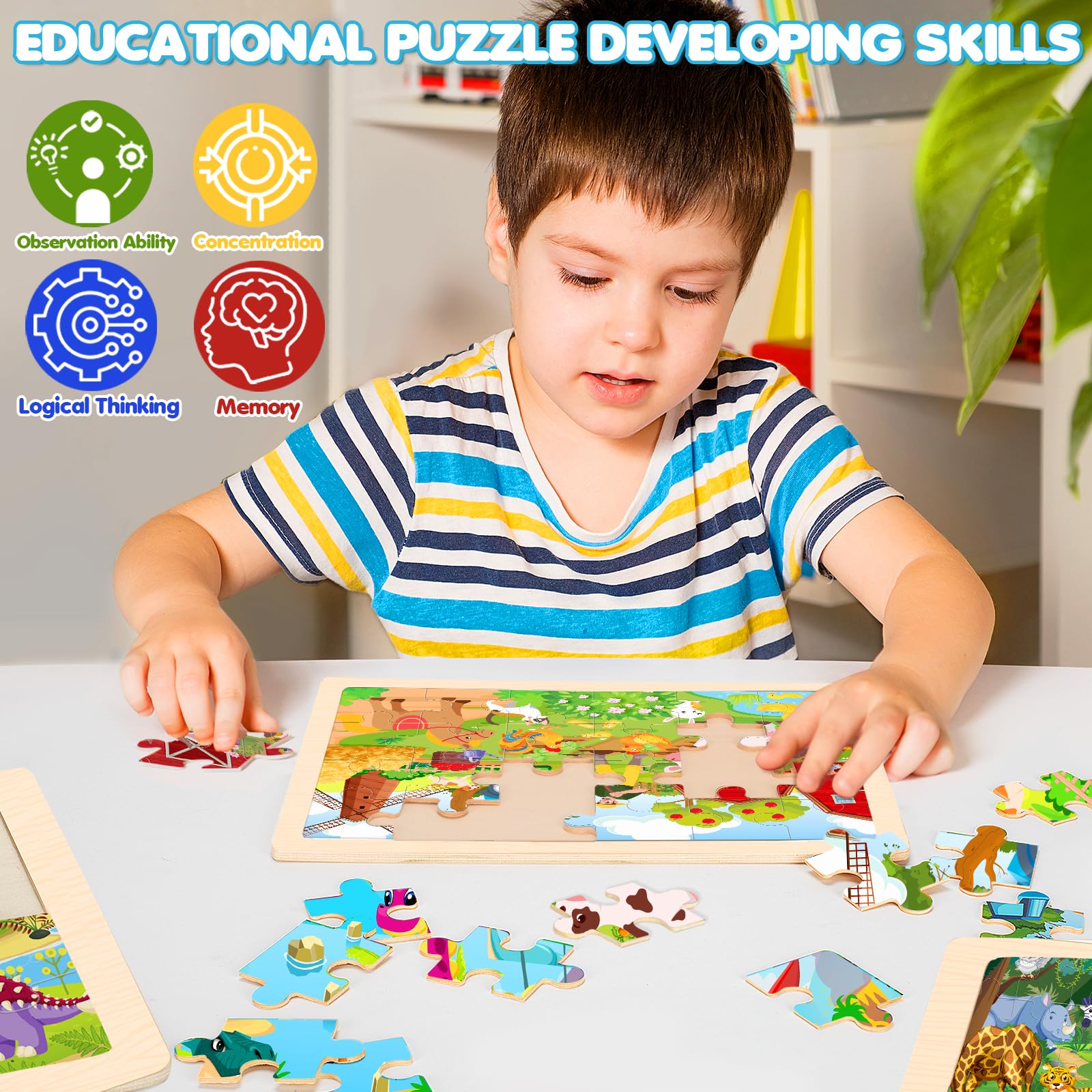 Sea world themed wooden puzzle for kids 3-5
