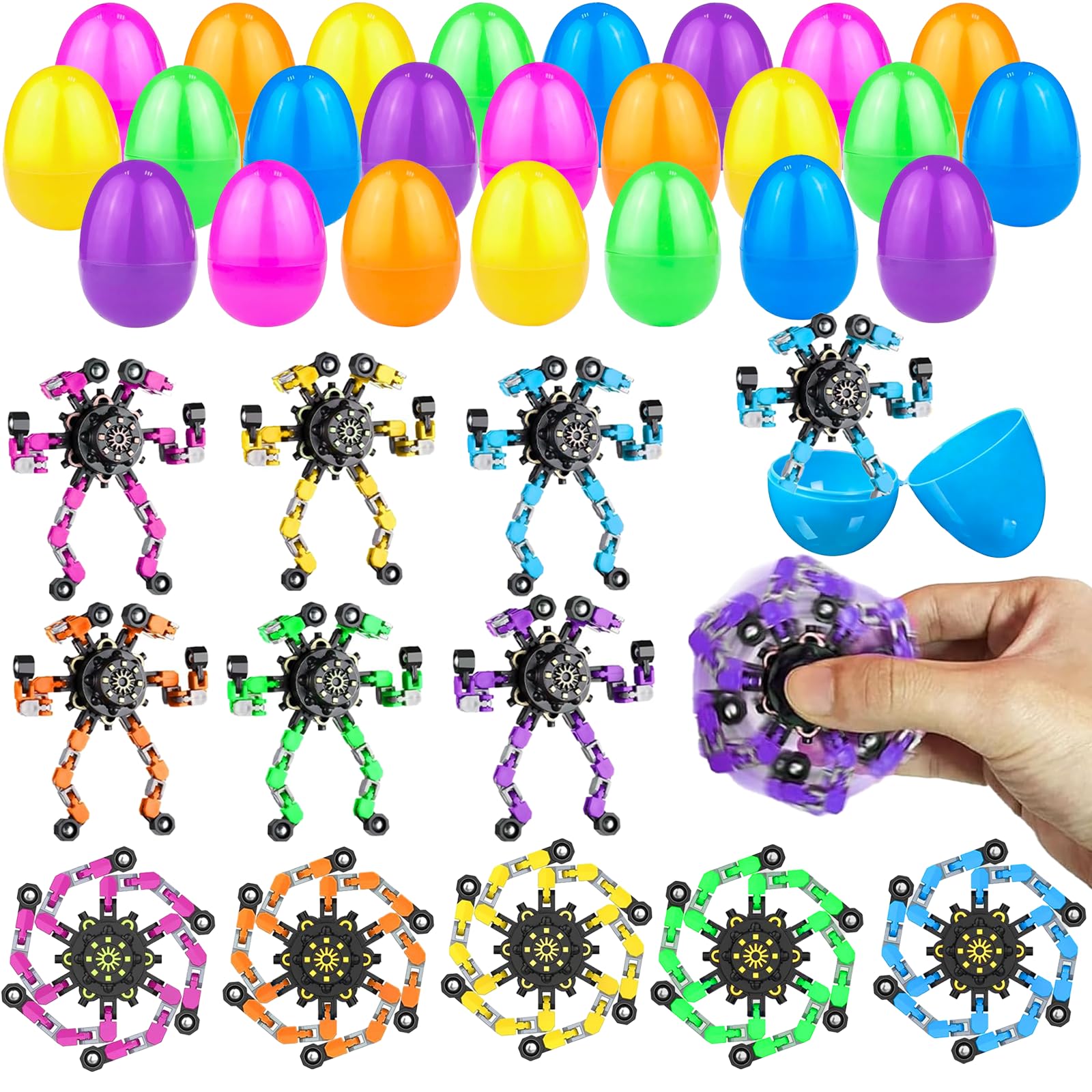 24 set prefilled Easter eggs with Fingertip Spinner Sensory Toys