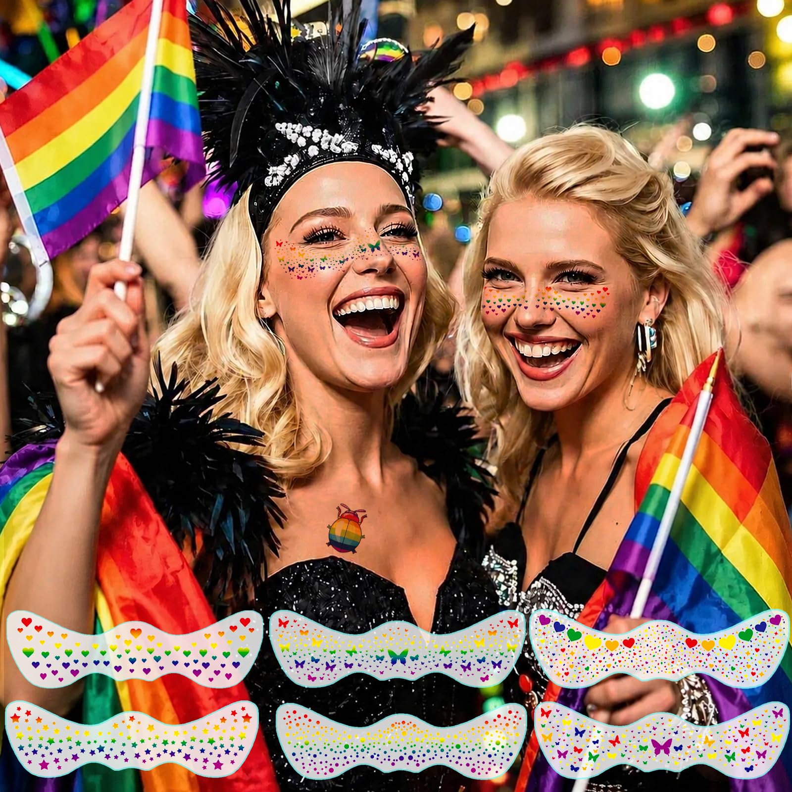 24 sheets Pride Freckles Face Temporary Tattoos set for Pride celebrations