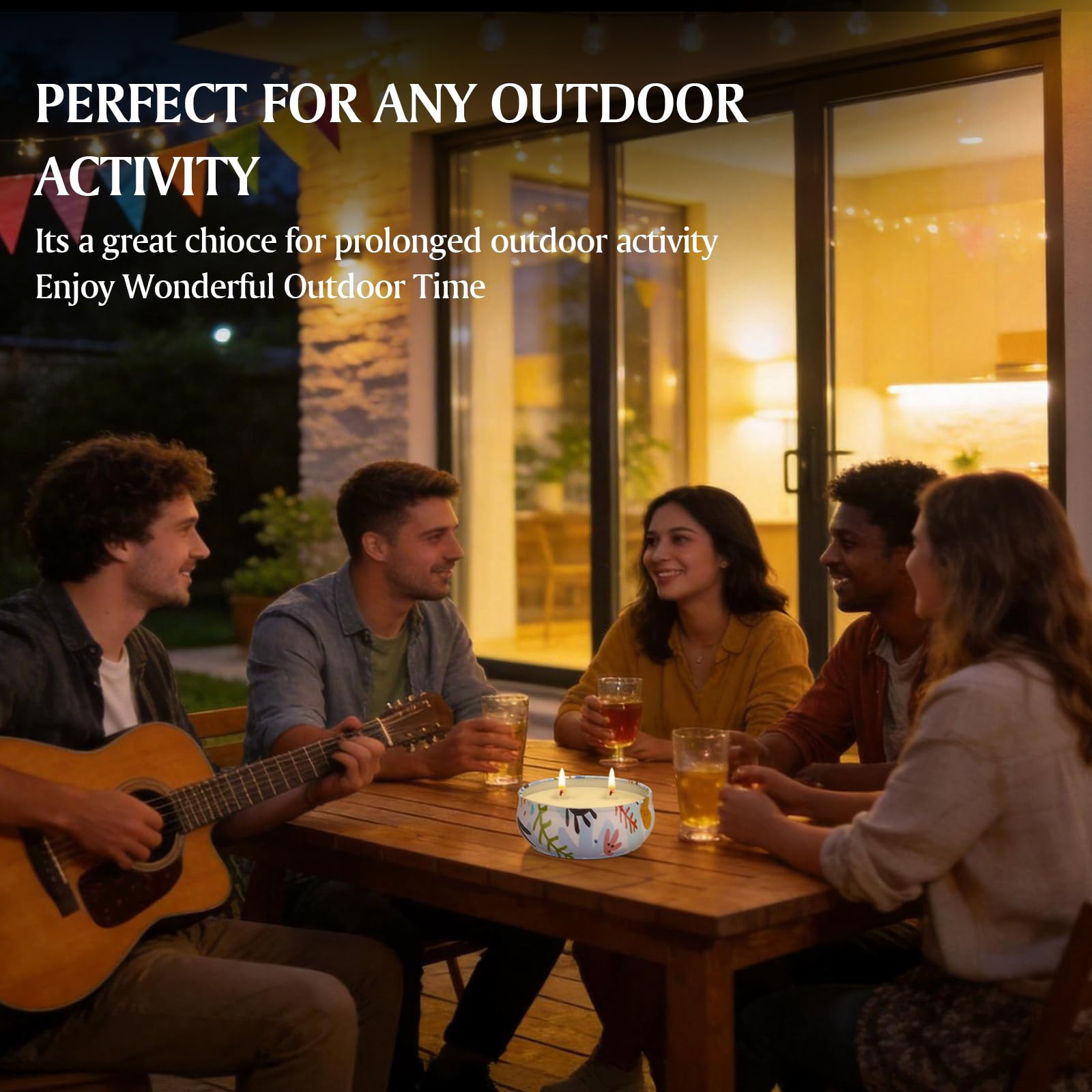Candle with up to 240 hours burn time for outdoor use