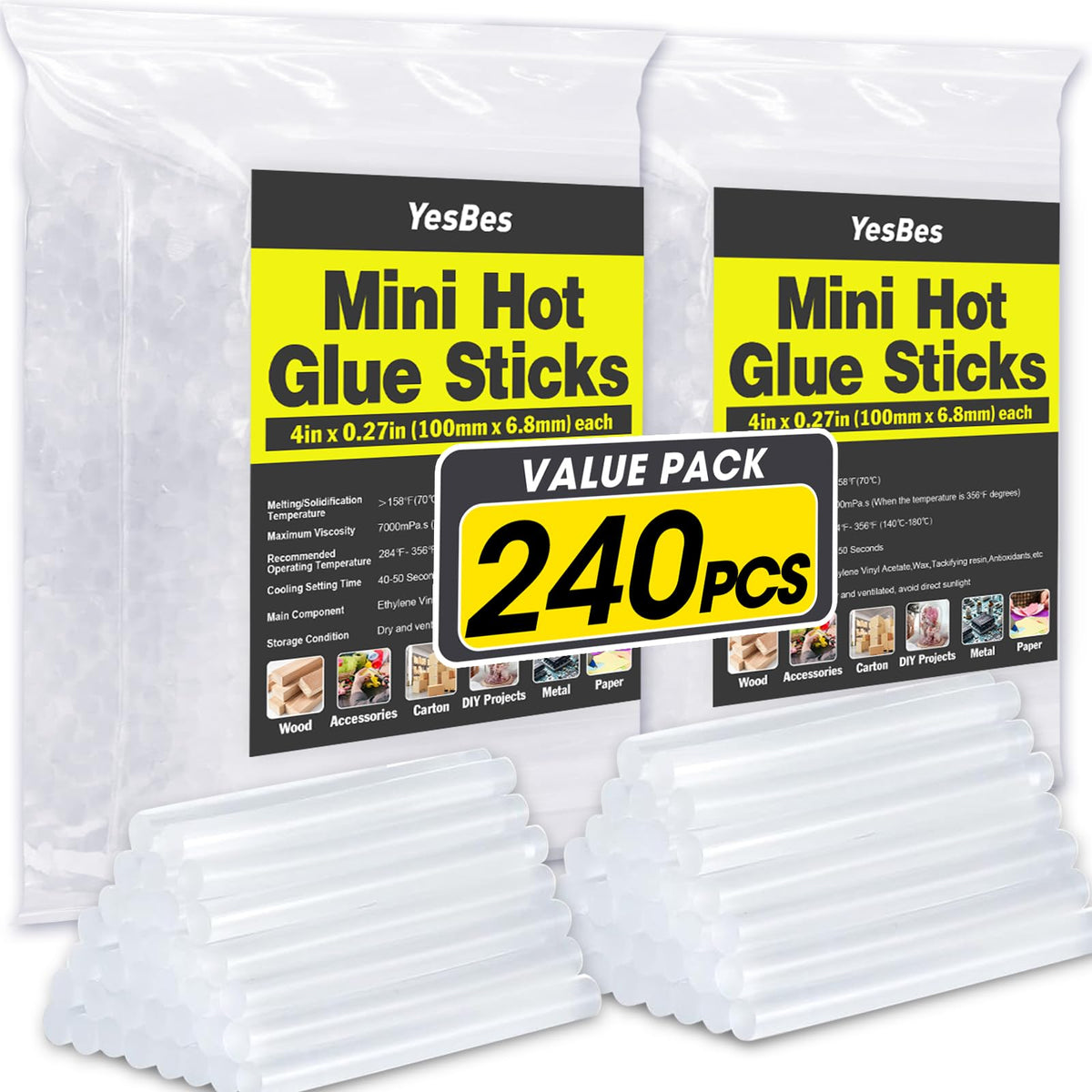 240 pack mini hot glue sticks for mini glue guns