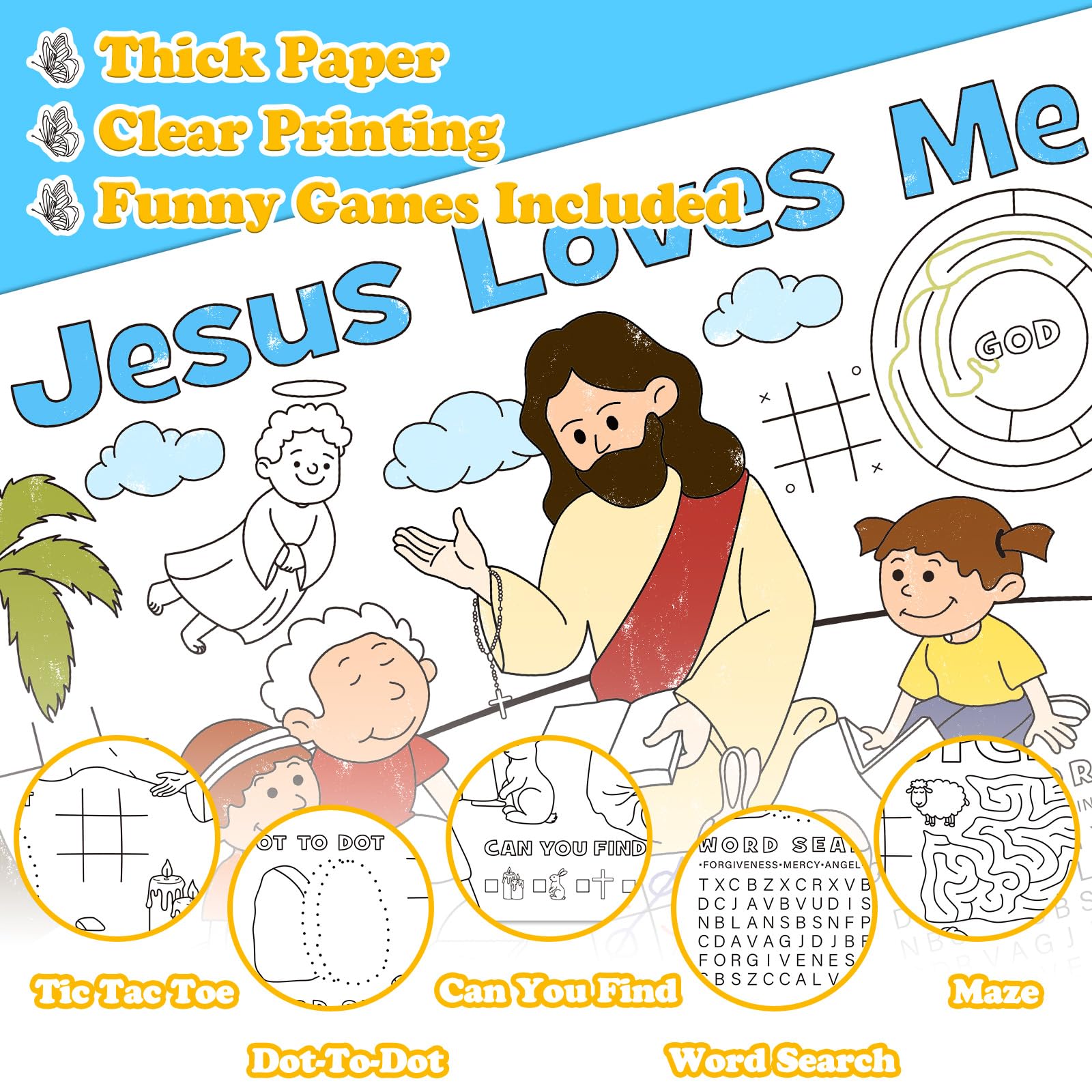 Disposable Easter placemats for coloring games