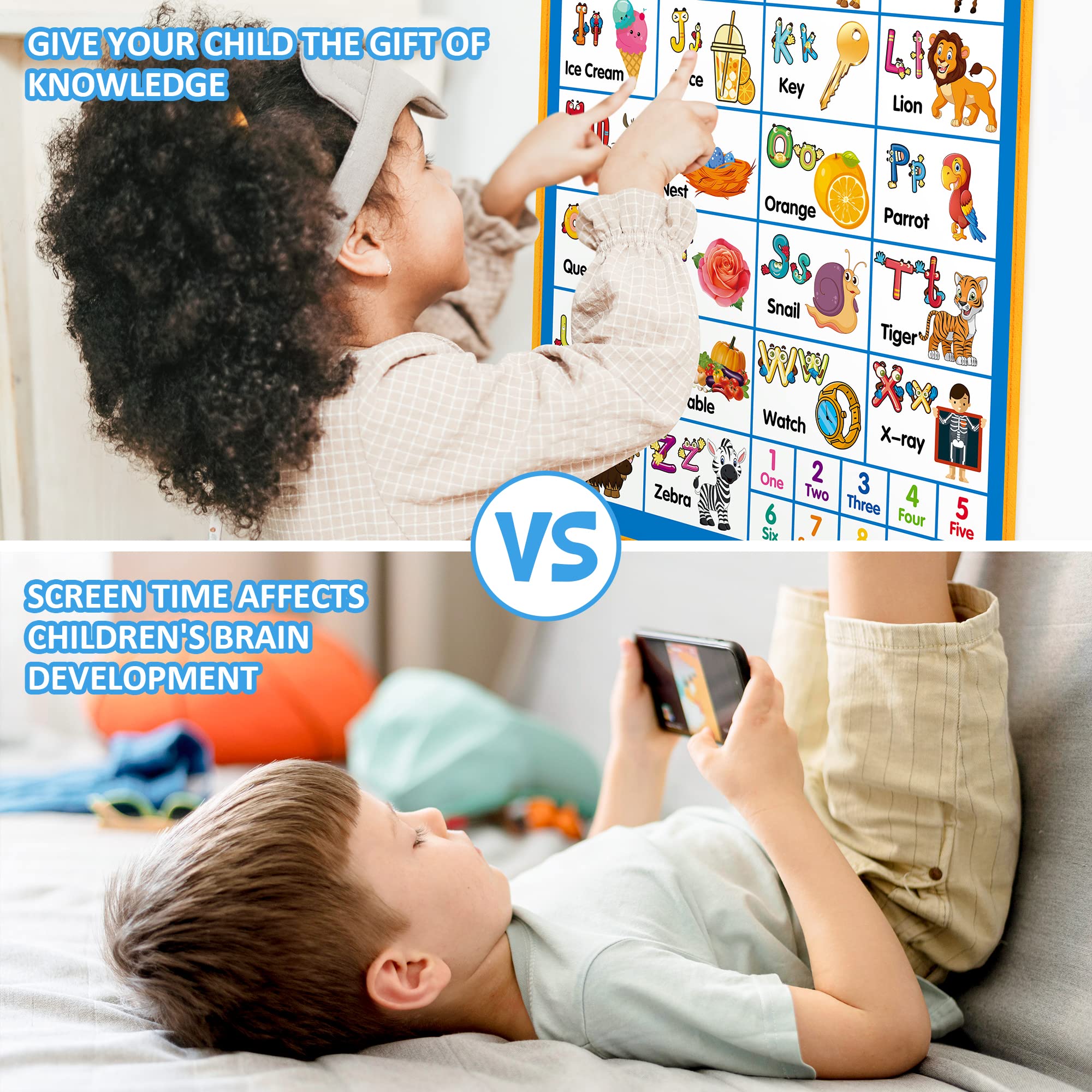 Two-in-one interactive alphabet wall chart blue