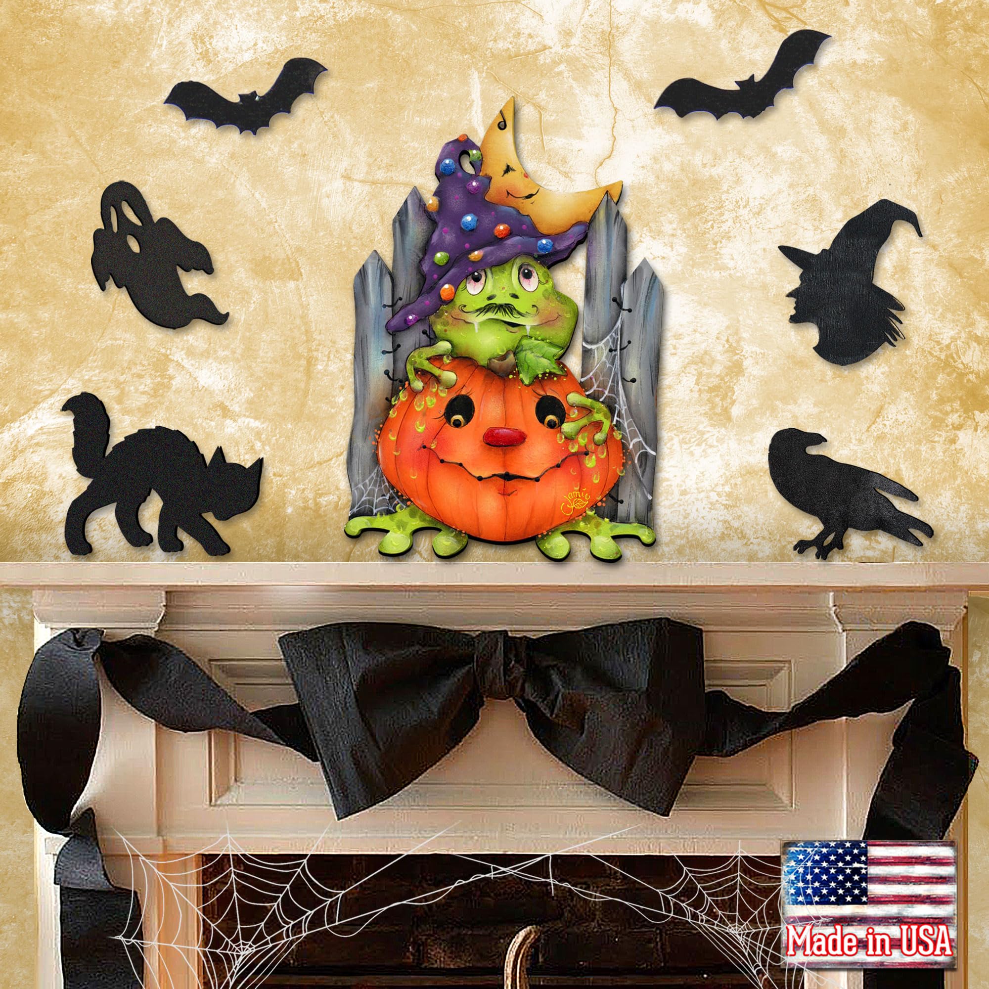 Halloween themed wooden hanging door decoration for home