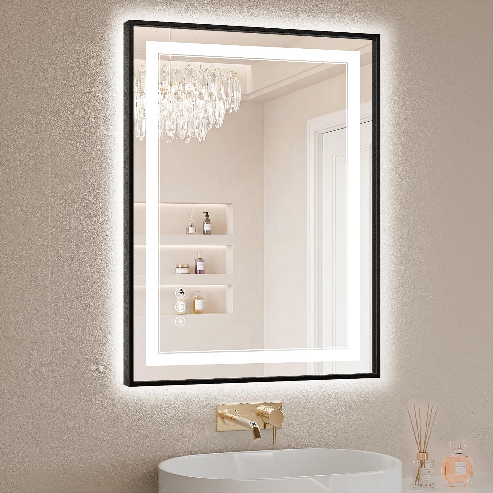 24x32 inch LED bathroom mirror with lights