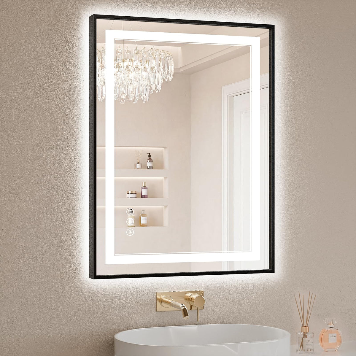24x32 inch LED bathroom mirror with lights