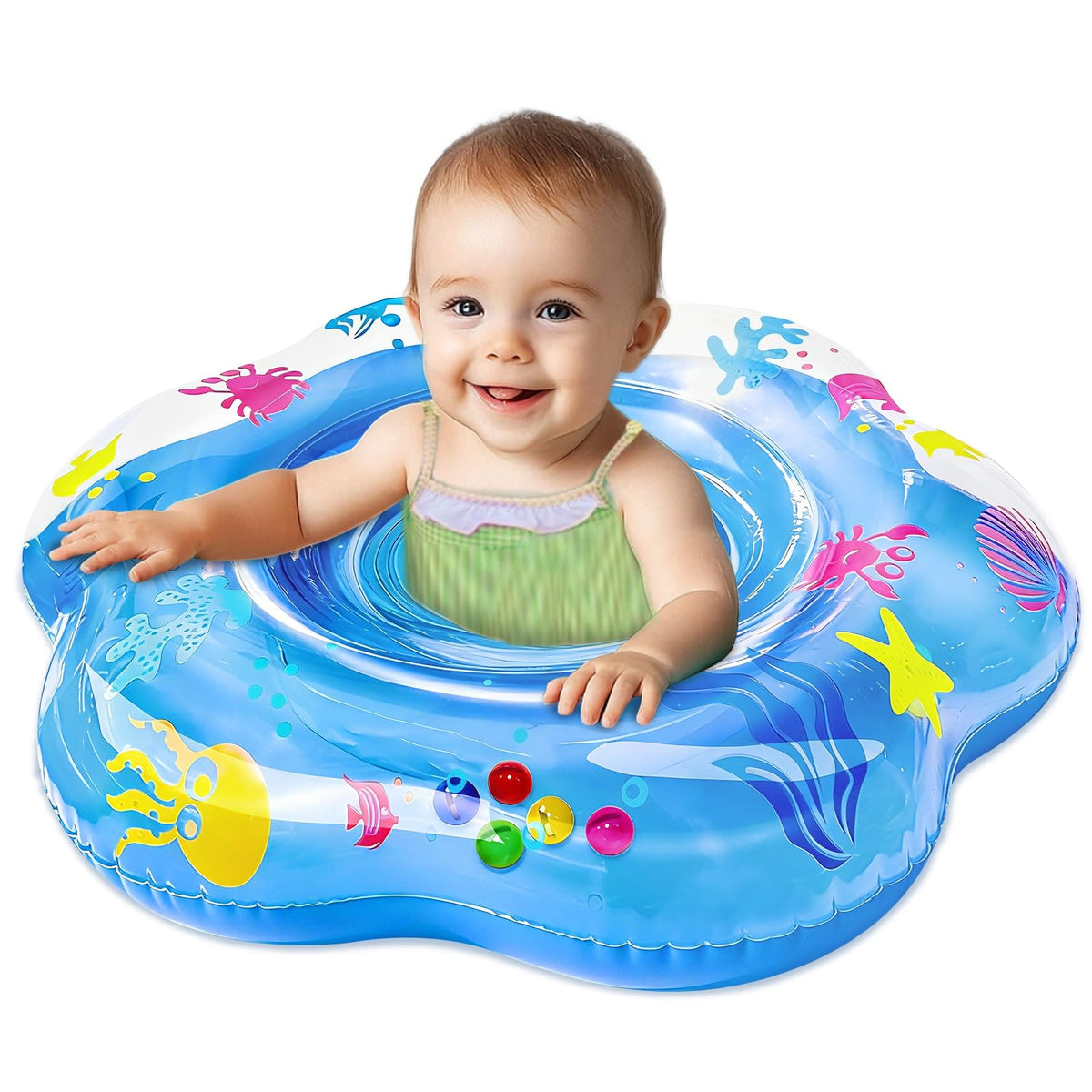 25.6 inch inflatable baby pool float with safe seat for 6-36 months