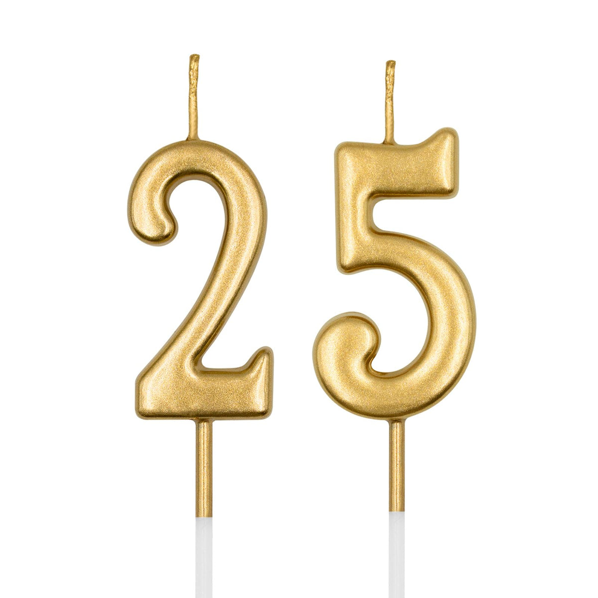 25th 52nd birthday candles champagne gold set for cake