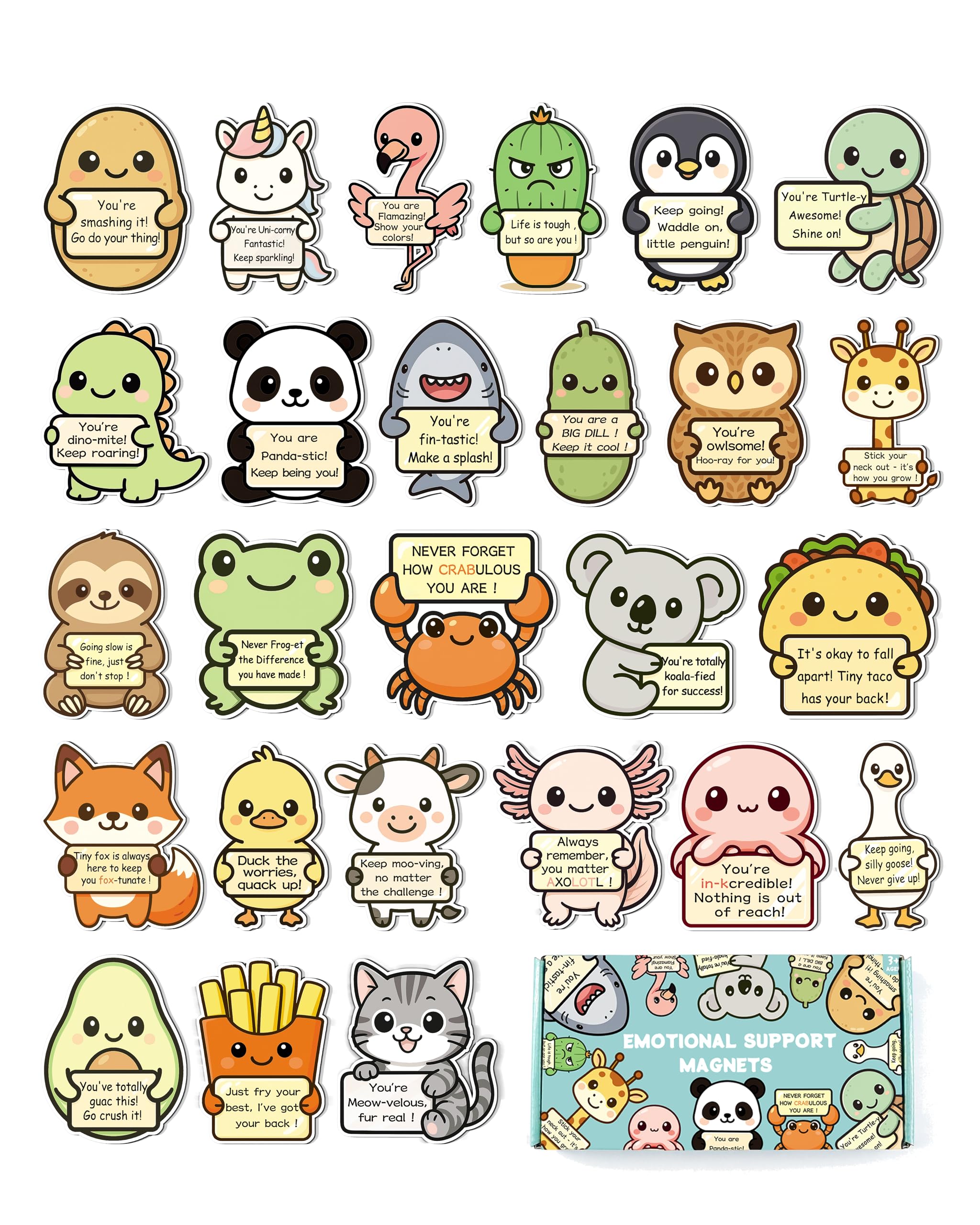 26pcs emotional support animal magnets for fridge with uplifting messages