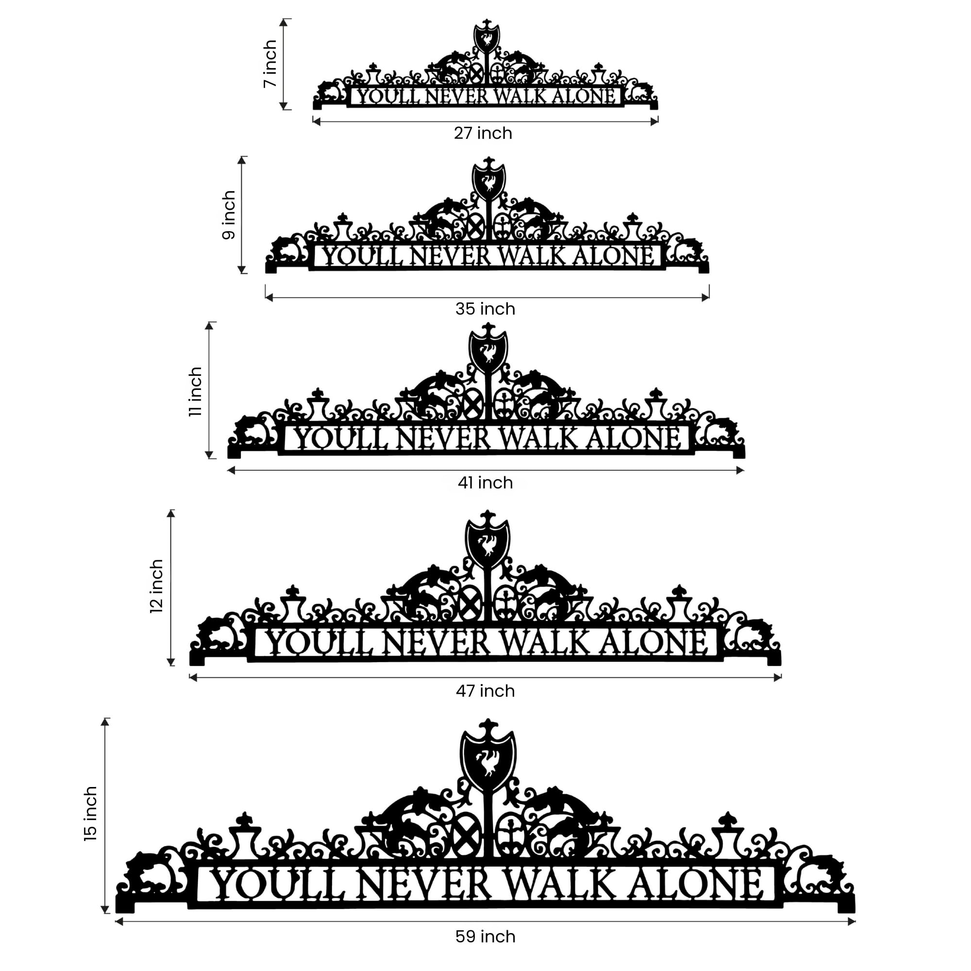 27x7 inch black metal wall decor dimensions