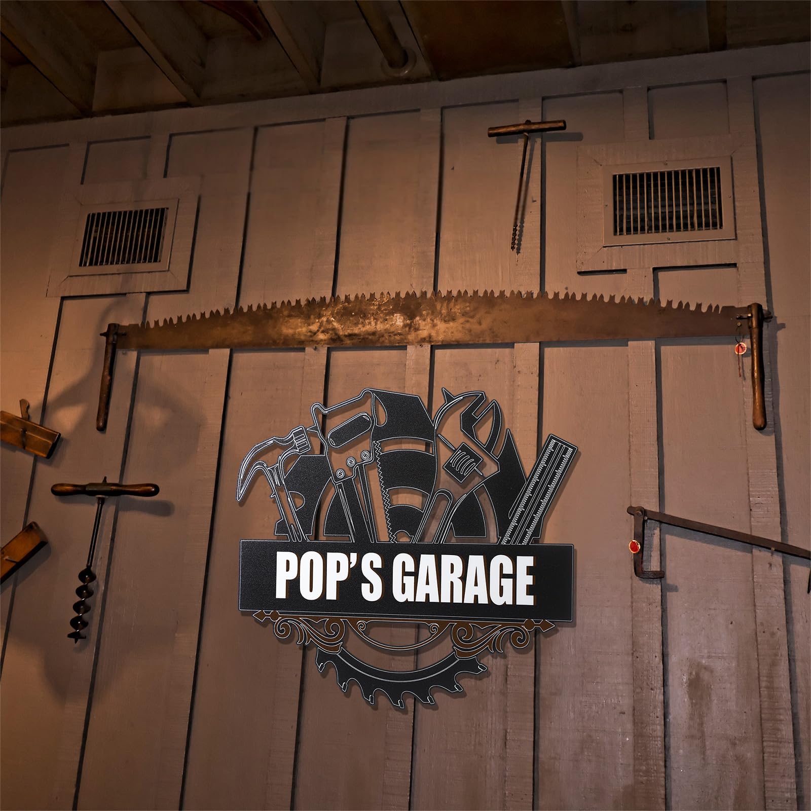 Hemp rope included with Pops garage sign
