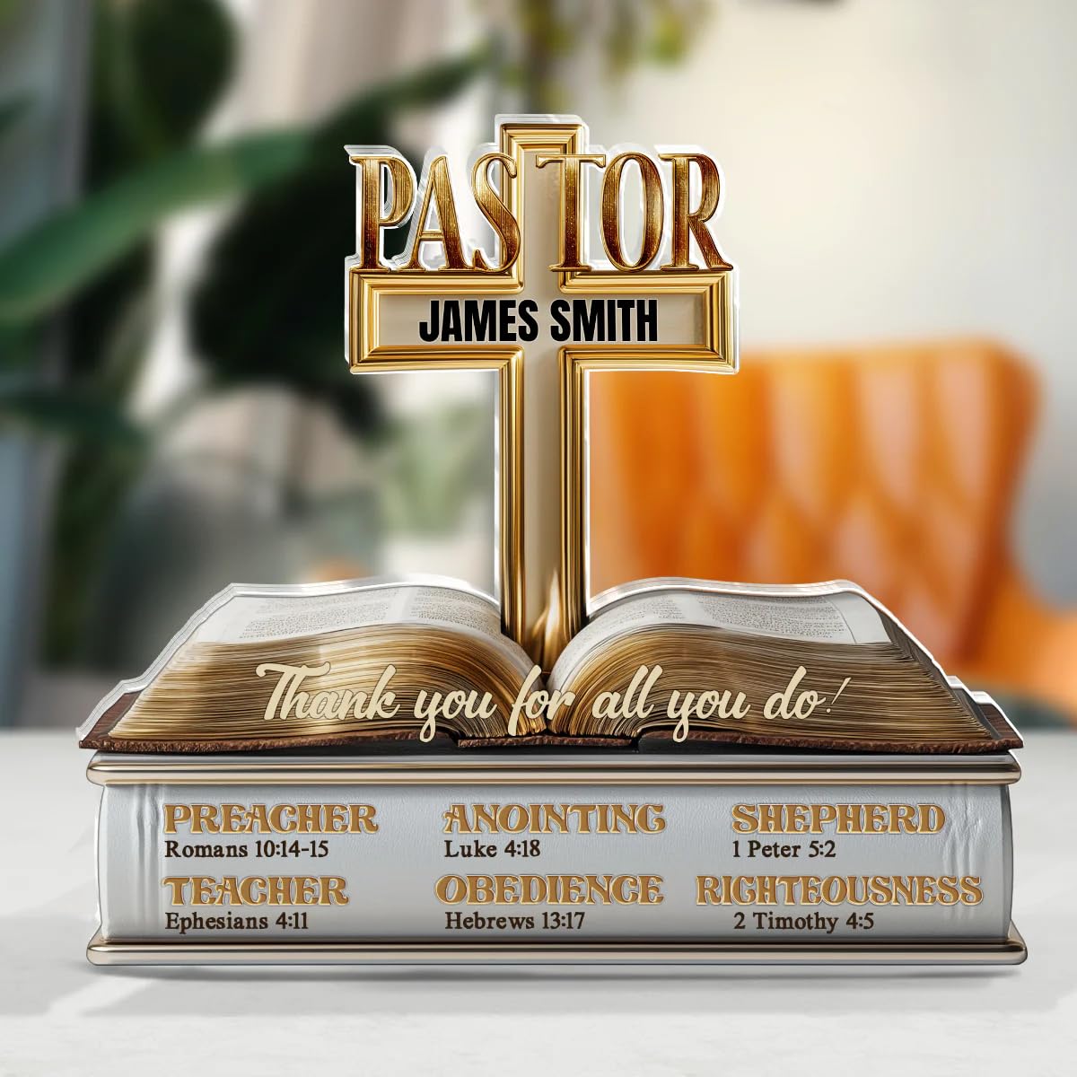 Pastor display plaque for church office or home